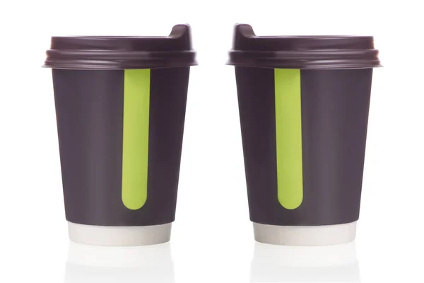Zwei Kaffeetassen aus Pappe — Stockfoto