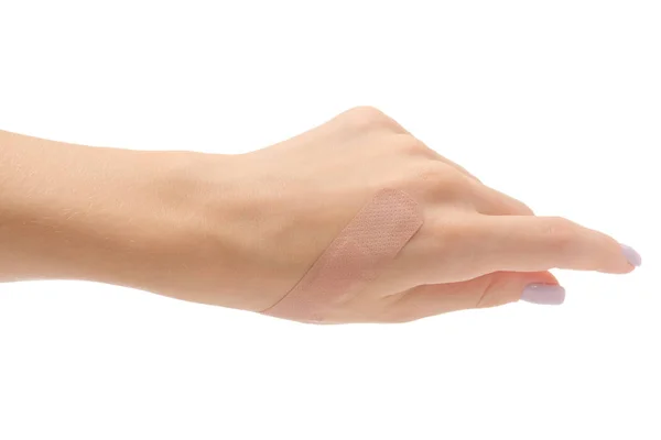 Feminino mão gesso ferida corte — Fotografia de Stock
