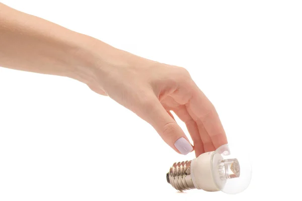 Female hand holding a light bulb — Stock Photo, Image