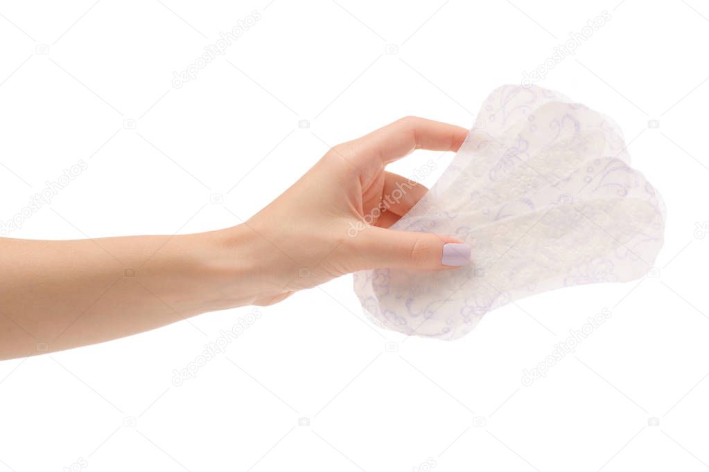Female hand sanitary napkins