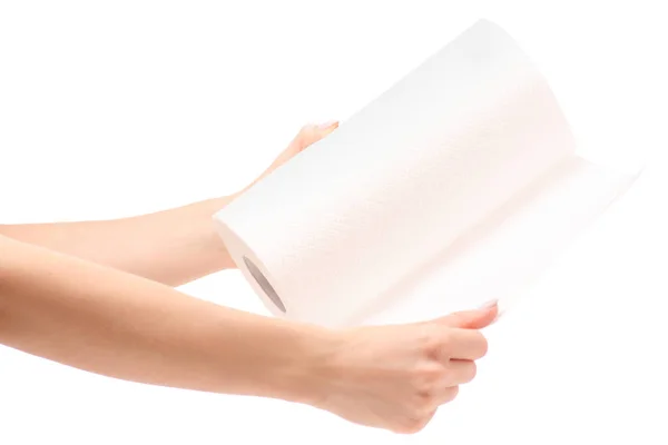 Roll of paper towels in hand — Stock Photo, Image