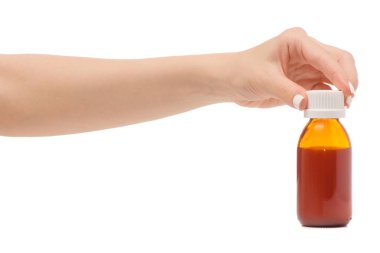 Bir öksürük boğaz eller şurubu