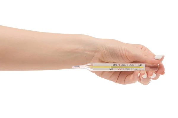 Vrouwelijke hand thermometer voor het lichaam — Stockfoto