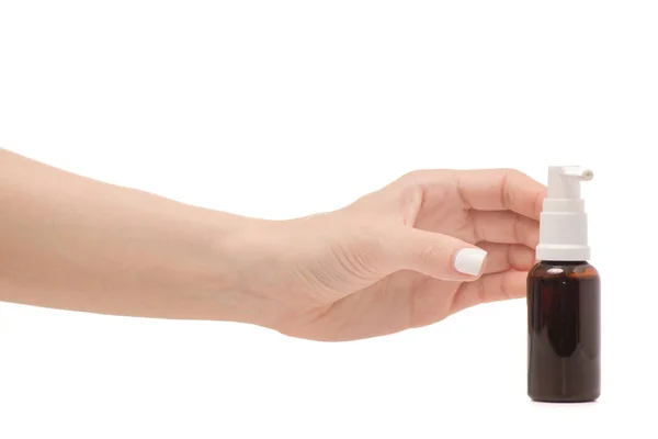 Spray de mano femenino para garganta — Foto de Stock