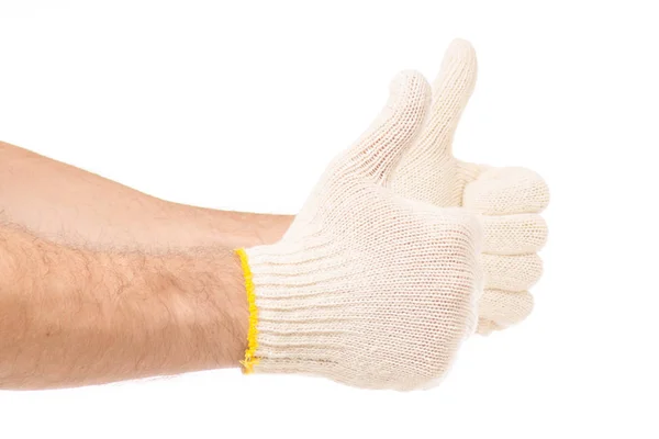 Manlig hand i konstruktion handskar bra — Stockfoto
