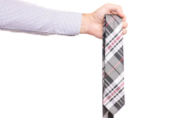 Męskie dłonie krawat w ręku — Zdjęcie stockowe