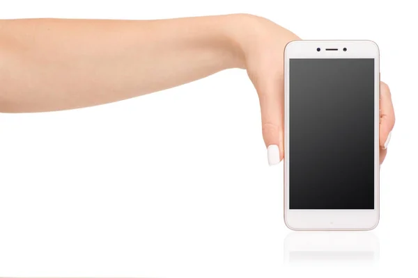 Weibliche Hand hält ein Handy-Smartphone — Stockfoto
