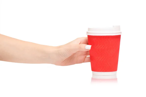 Ženskou ruku držící šálek kávy — Stock fotografie
