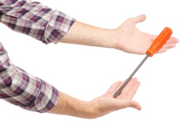 Erkek elinde tornavida