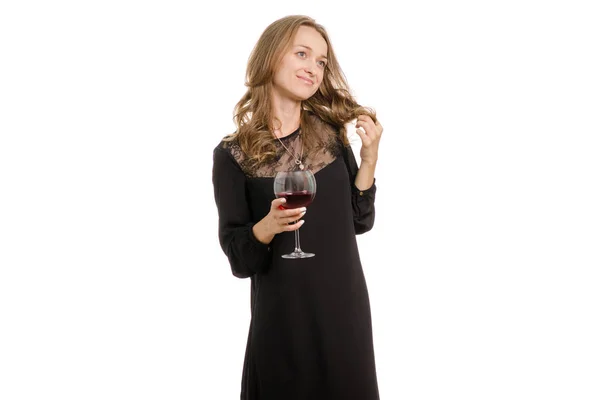 Glas Wein Mädchen Isolation — Stockfoto