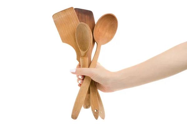 Női kéz konyha spatula elszigetelt — Stock Fotó