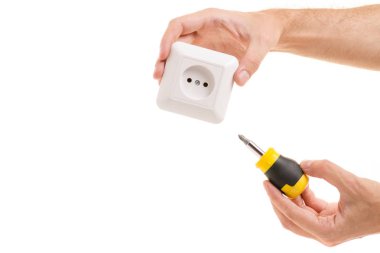 Tornavida ve soket elinde