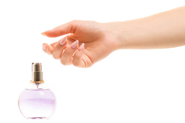 Hand on perfume isolation — Stock Photo, Image