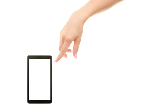 Smartphone in weiblicher Hand — Stockfoto