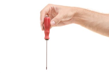 İzole erkek elinde tornavida