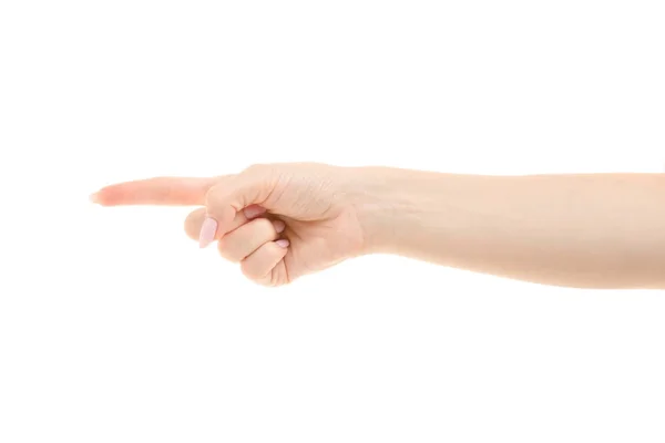 Kvinnlig hand gester känslor vänster höger — Stockfoto