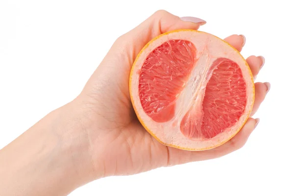 Grapefruit female hands isolated — Stock Photo, Image