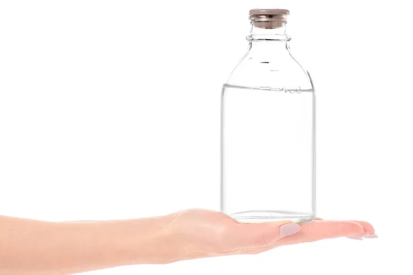 Botella con desinfección médica por alcohol en la mano —  Fotos de Stock