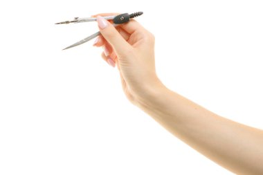 Çift of pergel bir kadın elinde