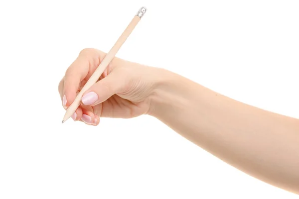 Олівець у жіночій руці — стокове фото