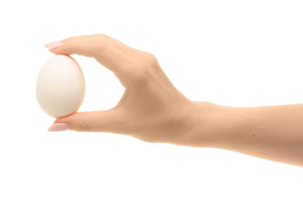 Jajo kurze w kobiecej dłoni — Zdjęcie stockowe