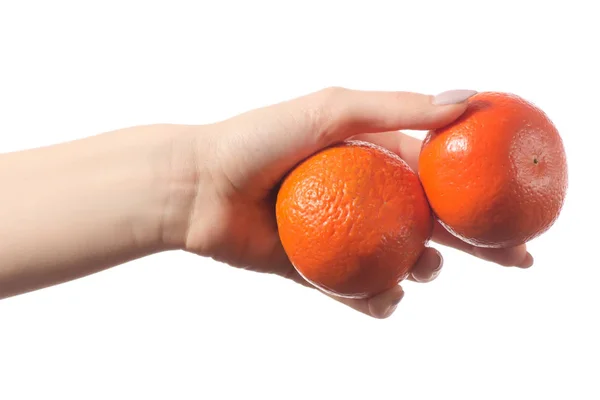 Mandarinas na mão — Fotografia de Stock