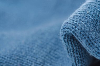 Yün kumaş mavi makro fotoğraf