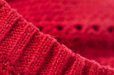 Yün kumaş kırmızı makro fotoğraf