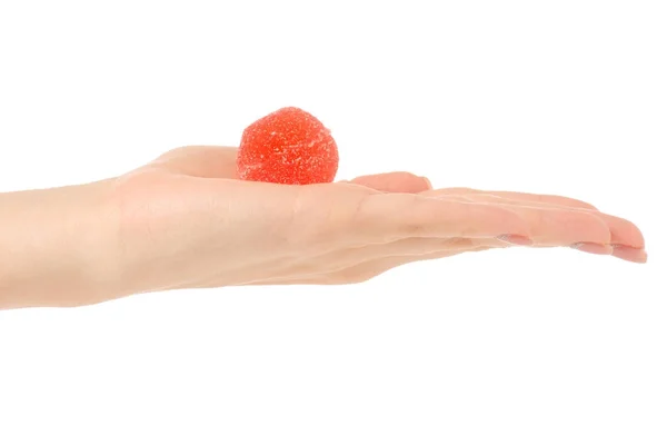 Geleia de frutas em açúcar na mão — Fotografia de Stock