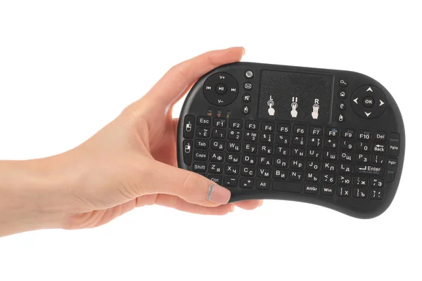 Wireless mini keyboard in hand — Stock Photo, Image