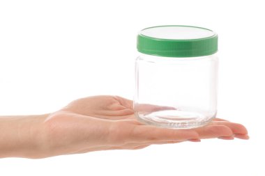 Cam kapaklı kavanoz elinde boş