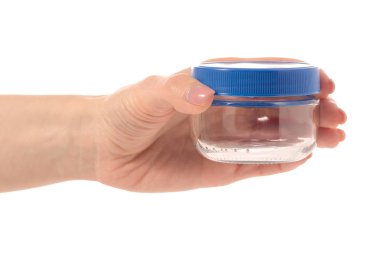 Cam kapaklı kavanoz elinde boş