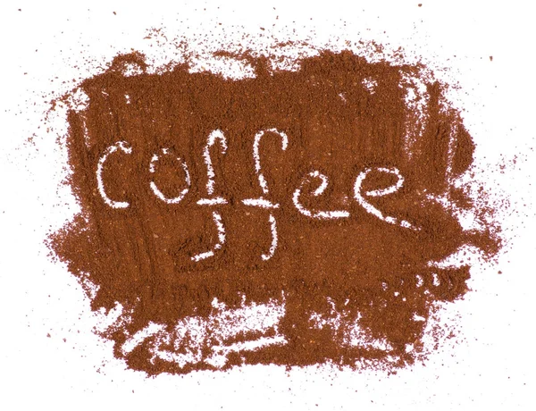 Kawy mielone słowo kawy na białym tle — Zdjęcie stockowe