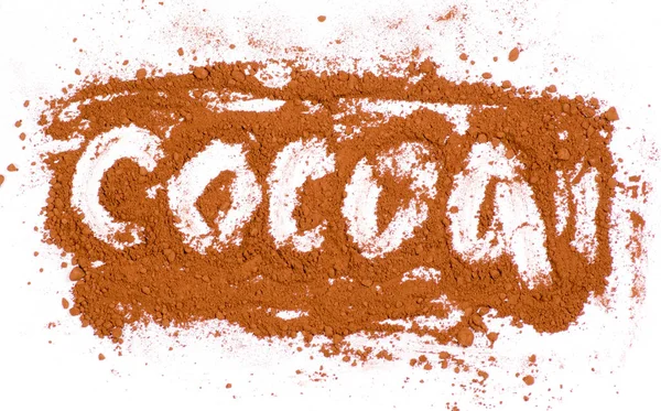 Cocoa word cocoa on a white background — Stock Photo, Image