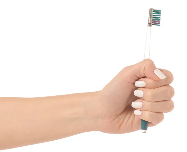 Escova de dentes na mão — Fotografia de Stock