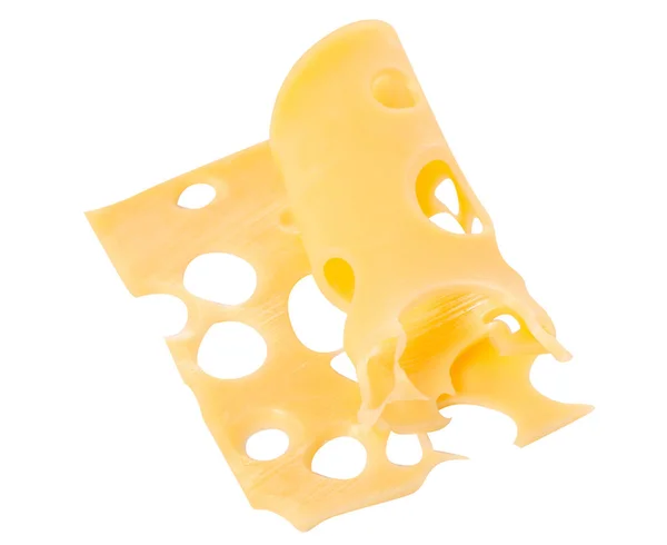 Sliced cheese on pieces isolated — Stock Photo, Image