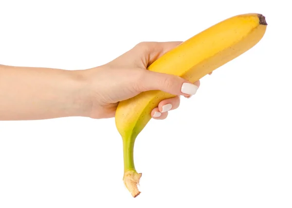 Banan i handen — Stockfoto