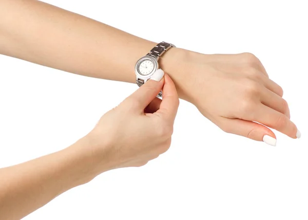 Wristwatch on a female hand — Stock Photo, Image