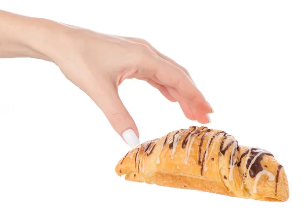 Croissant a kézben — Stock Fotó