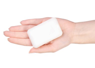 İzole kadın elinde sabun