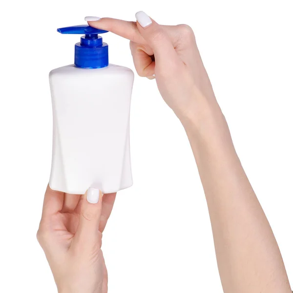 Jabón con dispensador en mano —  Fotos de Stock