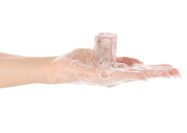 Sabunlu el bakımı doğal sabun — Stok fotoğraf
