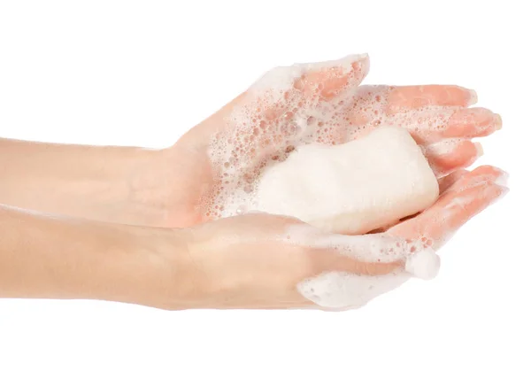 Sabunlu el bakımı doğal sabun — Stok fotoğraf