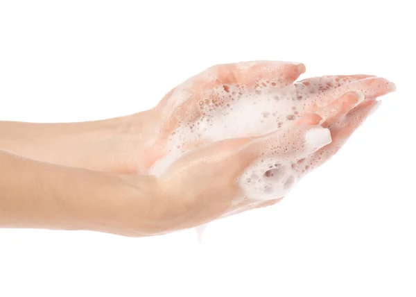 Soapy händer hand rena — Stockfoto