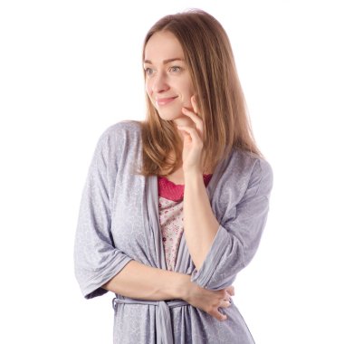 Bir pamuk elbise genç güzel kadın