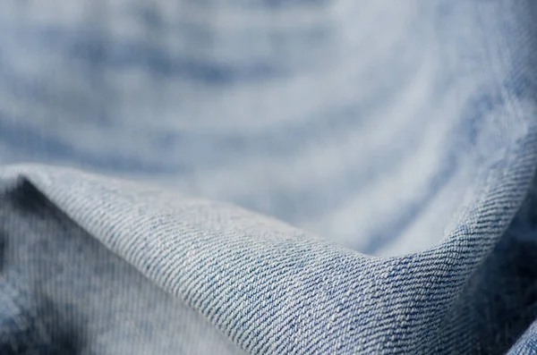 Denim tecido azul material têxtil macro — Fotografia de Stock