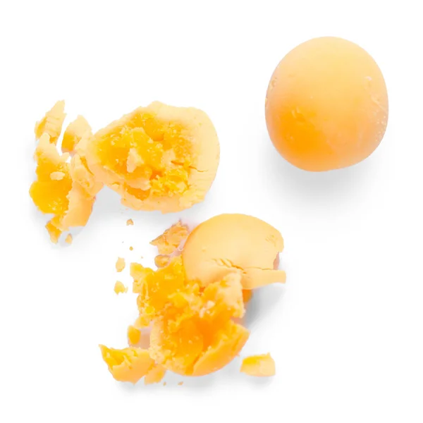Tuorlo d'uovo sodo isolato — Foto Stock