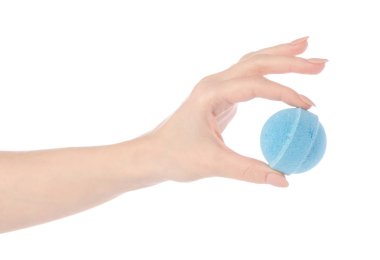 Banyo için bomba elinde mavi