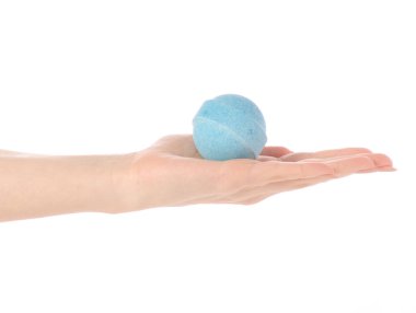 Banyo için bomba elinde mavi