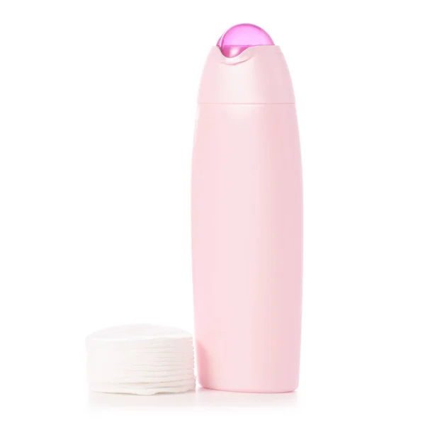 Гель для душа в розовой пластиковой бутылке — стоковое фото